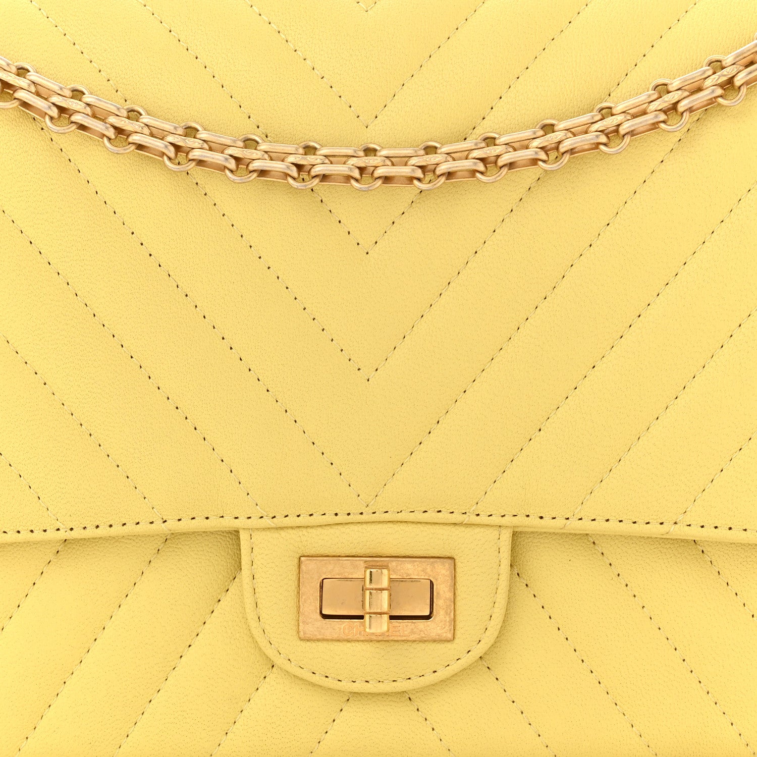 Chanel Sheepskin Chevron Quilted 2.55 Reissue 226 Flap Yellow 8 of 11