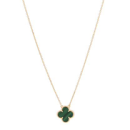 Van Cleef & Arpels 18K Yellow Gold Malachite Vintage Alhambra Pendant Necklace 1 of 6