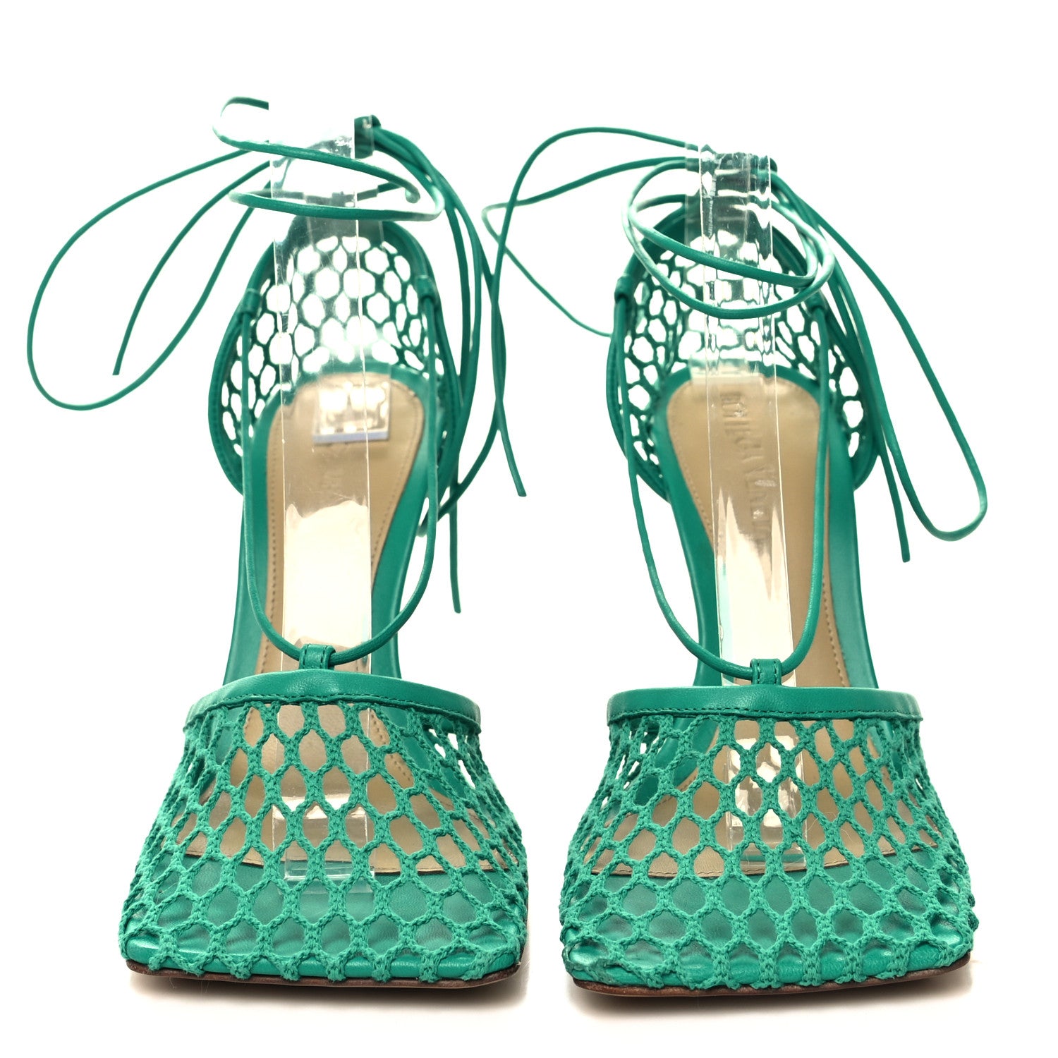 Bottega Veneta Mesh Nappa Stretch Ankle Tie 90mm Sandals 36.5 Acid Turquoise 2 of 7