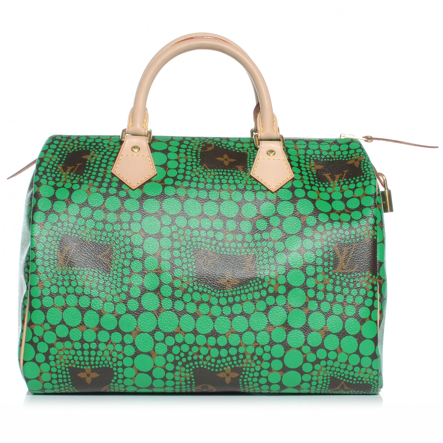 Louis Vuitton Monogram Kusama Town Speedy 30 Green 1 of 7