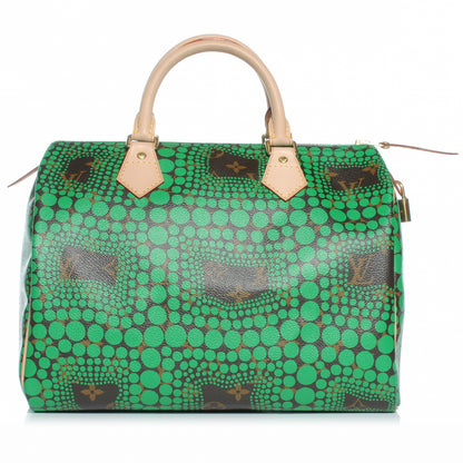 Louis Vuitton Monogram Kusama Town Speedy 30 Green 1 of 7