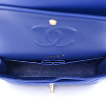 Chanel Lambskin Chevron Quilted Medium Double Flap Blue 5 of 15