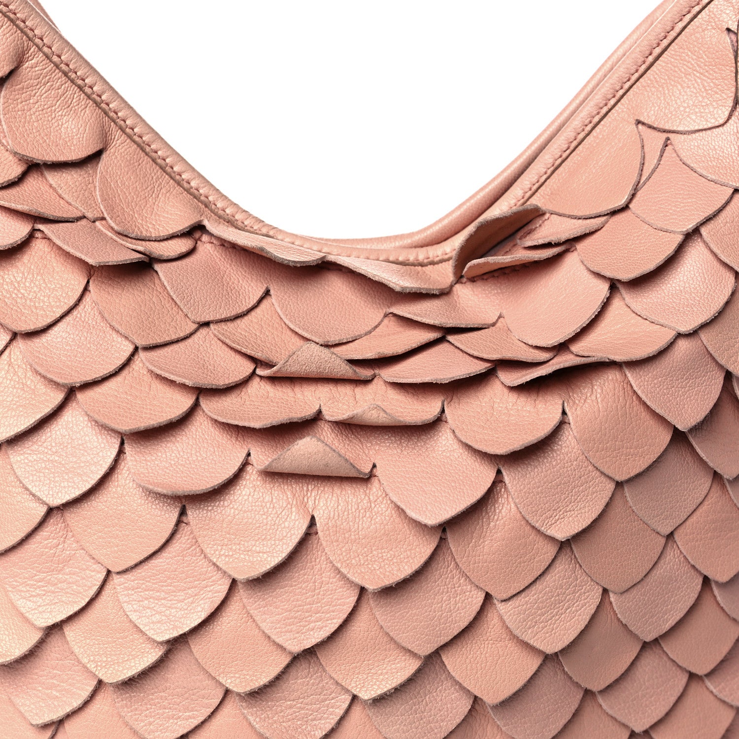 Saint Laurent Calfskin Scalloped Hobo Old Rose 12 of 12