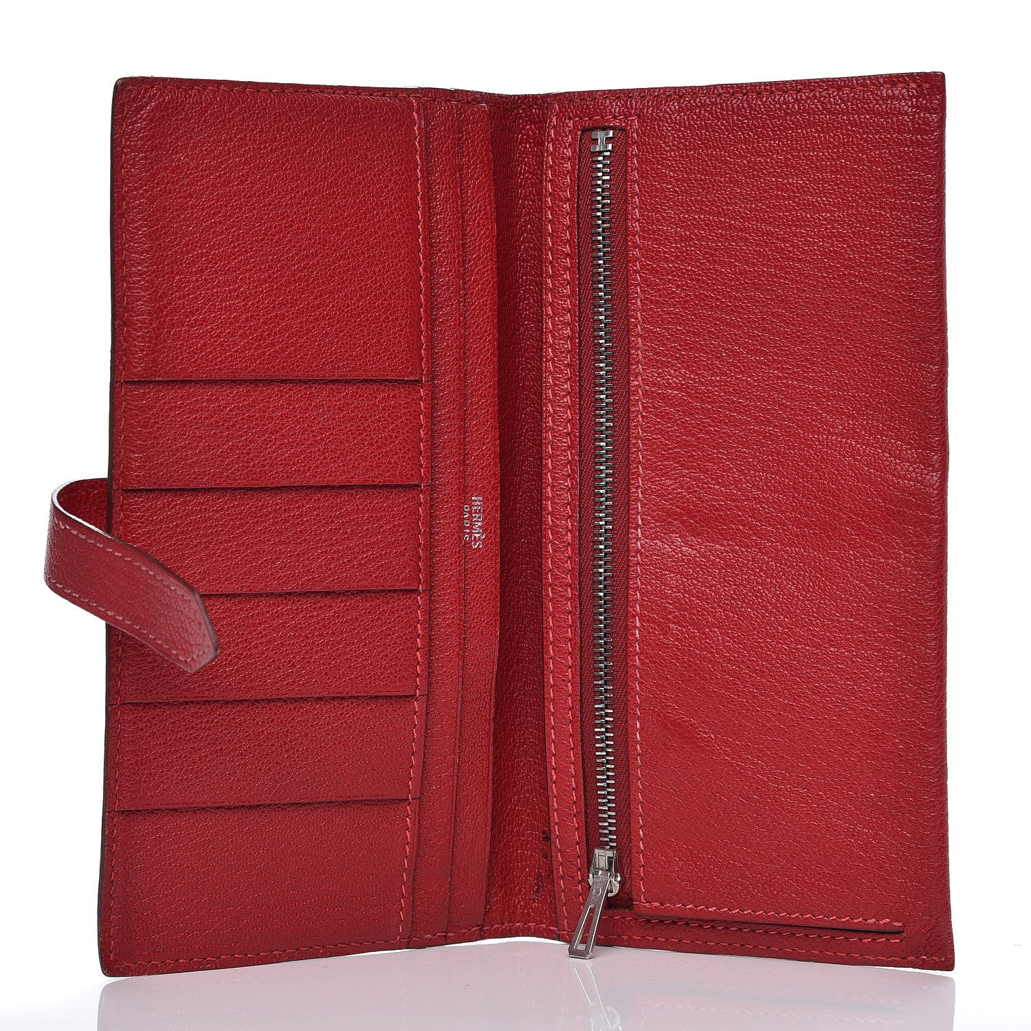 Hermes Chevre Mysore Bearn Gusset Wallet Rouge Casaque 5 of 12