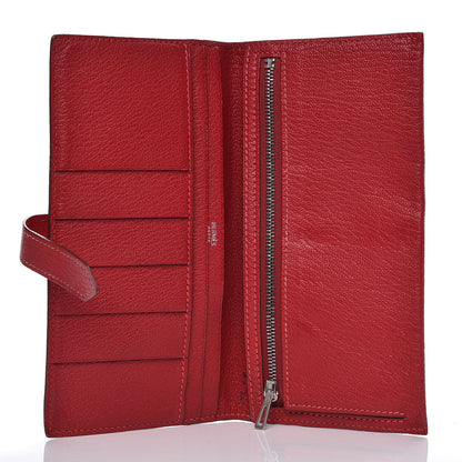 Hermes Chevre Mysore Bearn Gusset Wallet Rouge Casaque 5 of 12