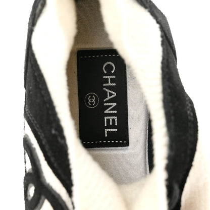 Chanel Fabric Suede Calfskin CC Sneakers 38 White Black 7 of 9