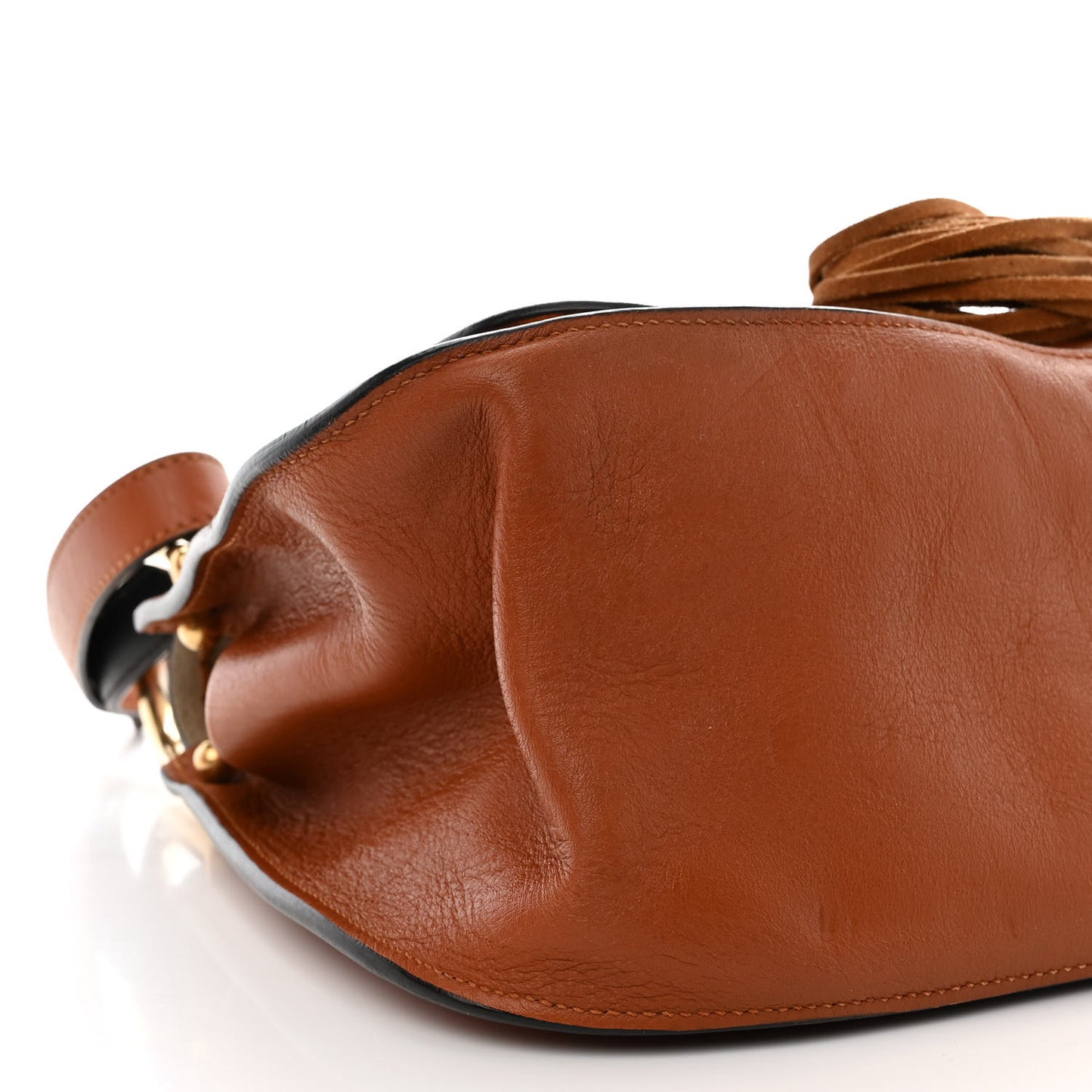 Calfskin Medium Braided Hudson Double Carry Shoulder Bag Caramel