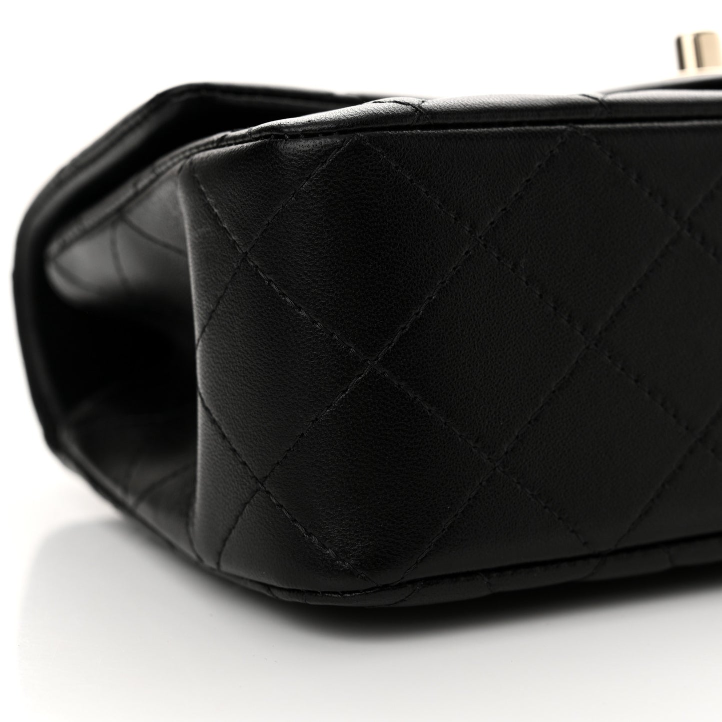 Lambskin Quilted Mini Top Handle Rectangular Flap Black