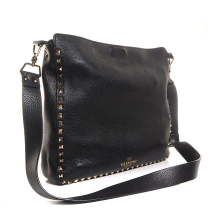 Valentino Garavani Pebbled Calfskin Large Rockstud Flip-Lock Messenger Bag Black 3 of 9