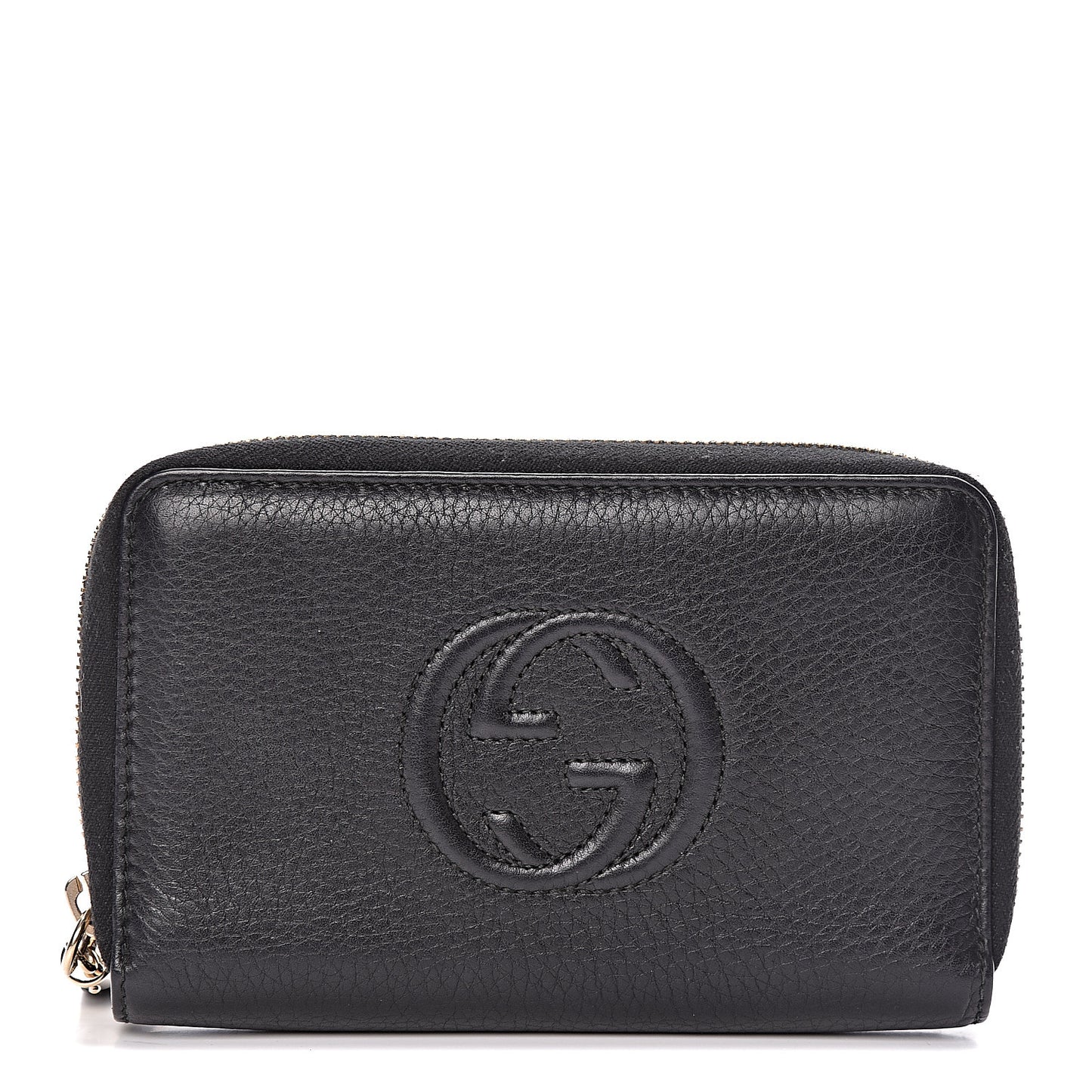 Pebbled Calfskin Medium Soho Zip Around Wallet Black