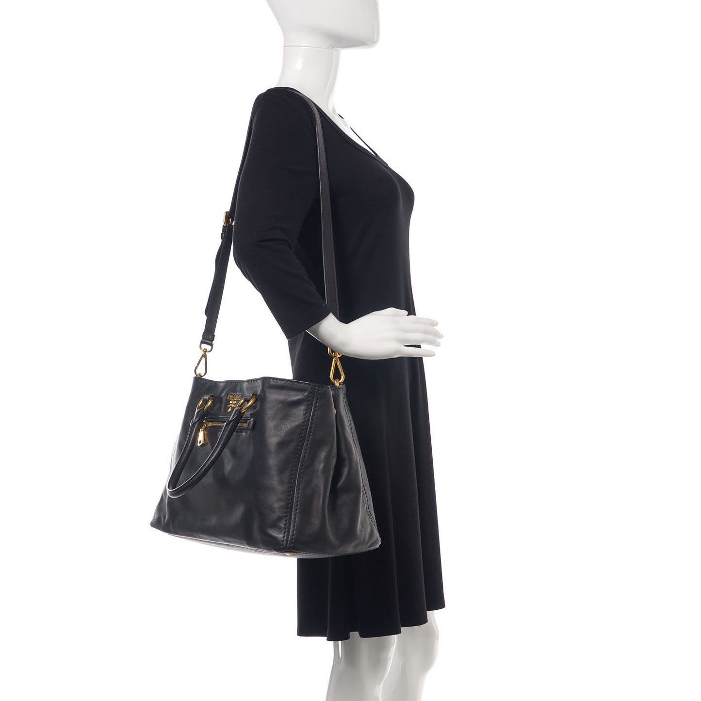 Soft Calf Shopping Tote Black