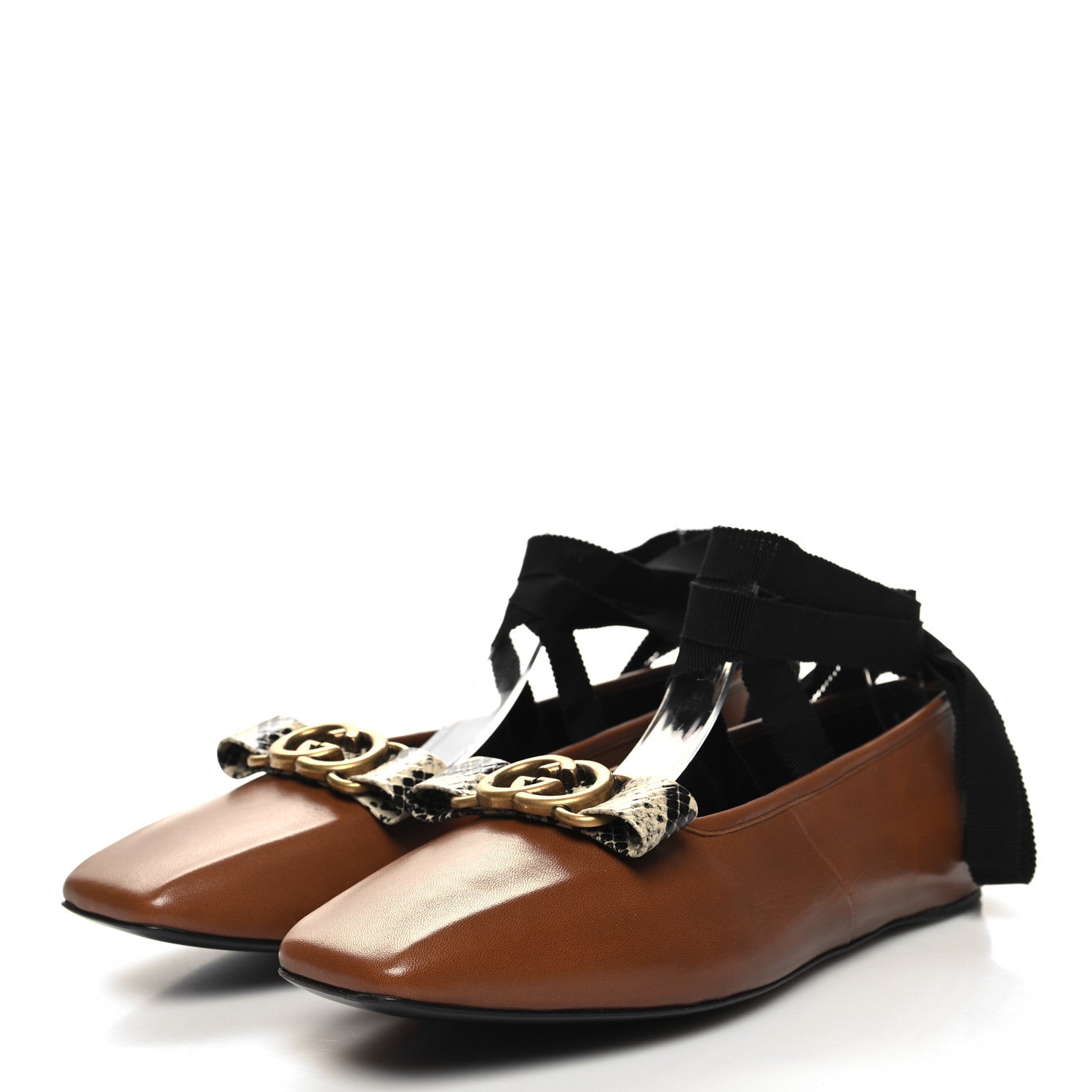 Gucci Malaga Kid Snakeskin Interlocking G Ballet Flats 39 Cuir 3 of 8