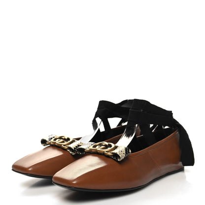 Gucci Malaga Kid Snakeskin Interlocking G Ballet Flats 39 Cuir 3 of 8