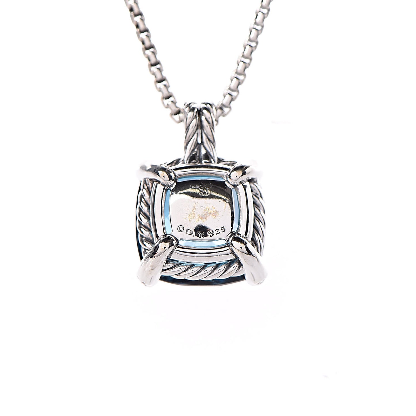 Sterling Silver Diamond Hampton Blue Topaz 14mm Chatelaine Pendant Necklace