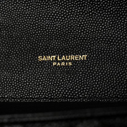 Saint Laurent Grain De Poudre Textured Mixed Matelasse Triquilt Monogram Clutch Black 6 of 8