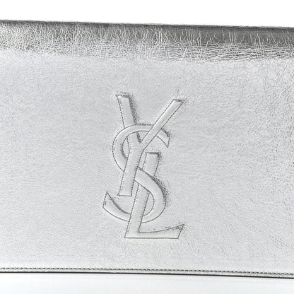 Saint Laurent Metallic Calfskin Monogram Large Belle De Jour Clutch Moon 9 of 10