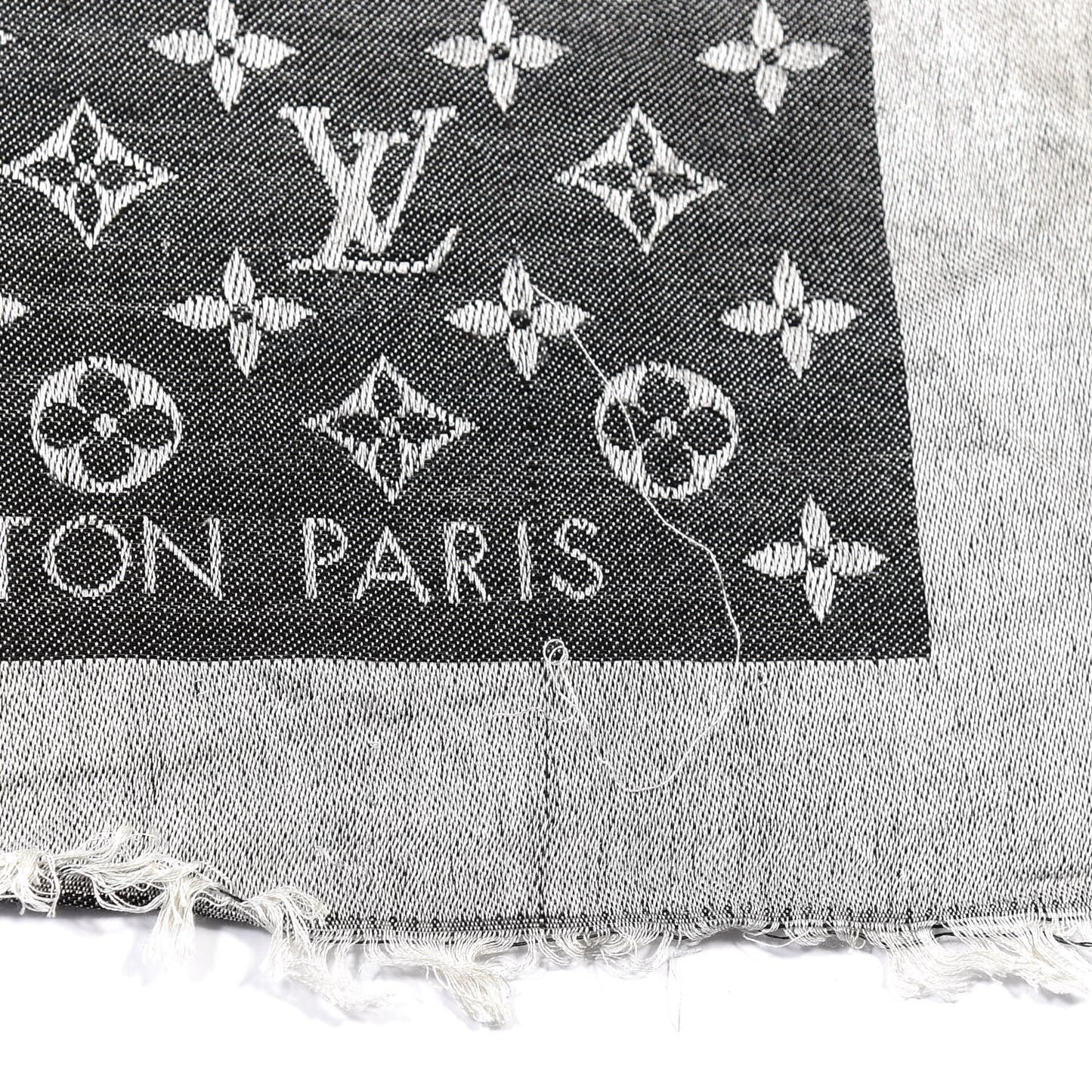 Silk Wool Monogram Denim Shawl Black