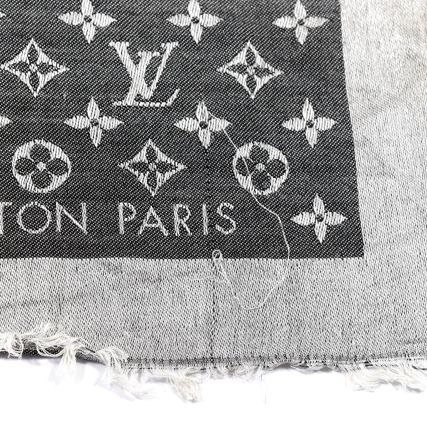 Louis Vuitton Silk Wool Monogram Denim Shawl Black 4 of 4