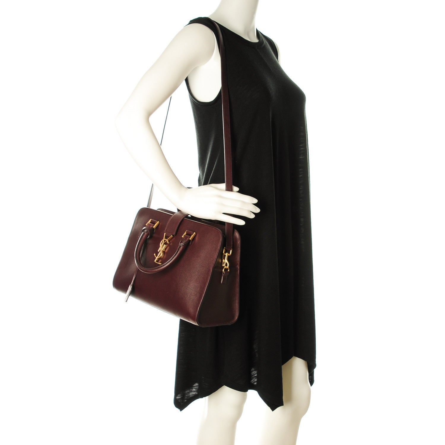 Saint Laurent Smooth Calfskin Small Monogram Cabas Bordeaux 2 of 7