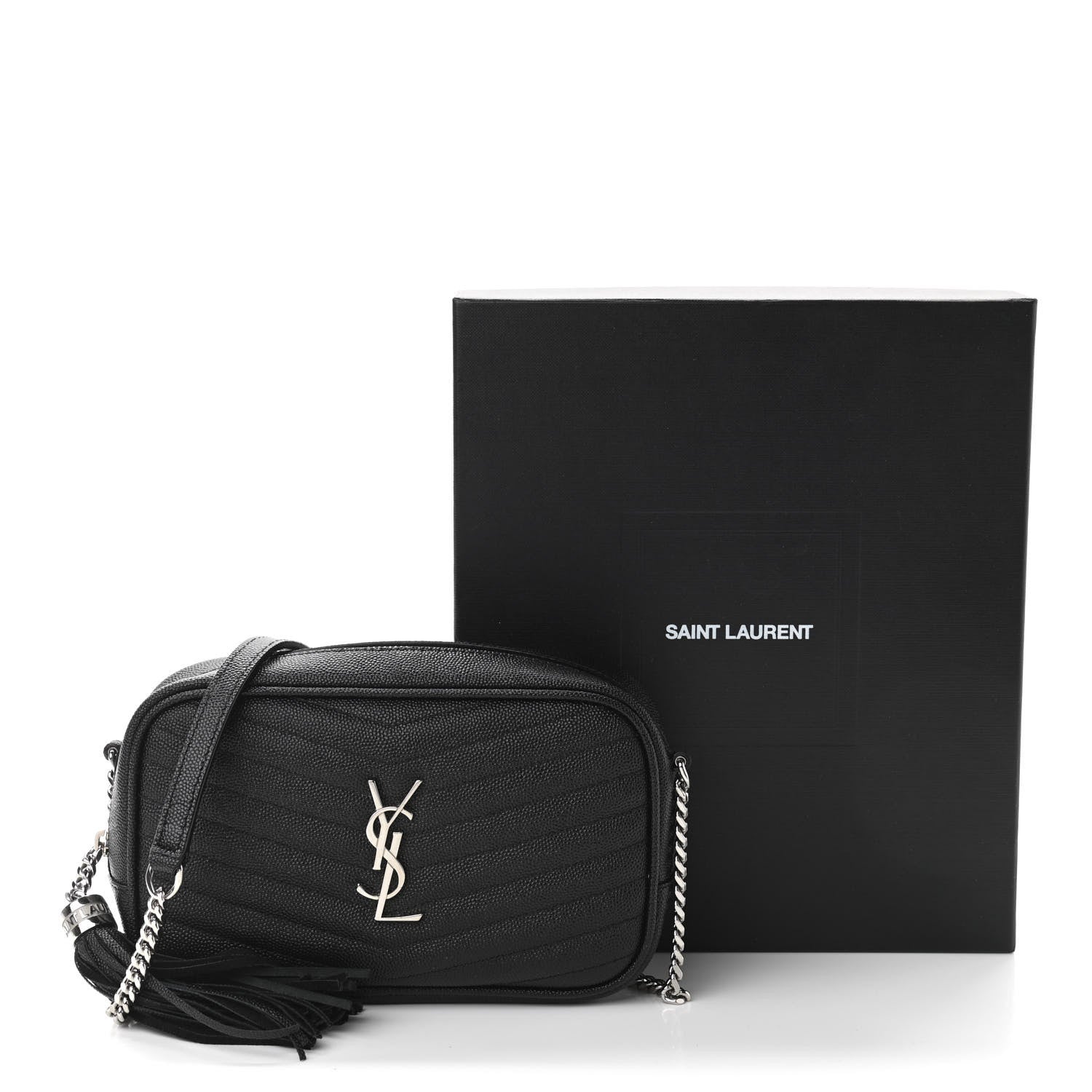Saint Laurent Grain De Poudre Matelasse Monogram Mini Lou Camera Bag Black 11 of 11