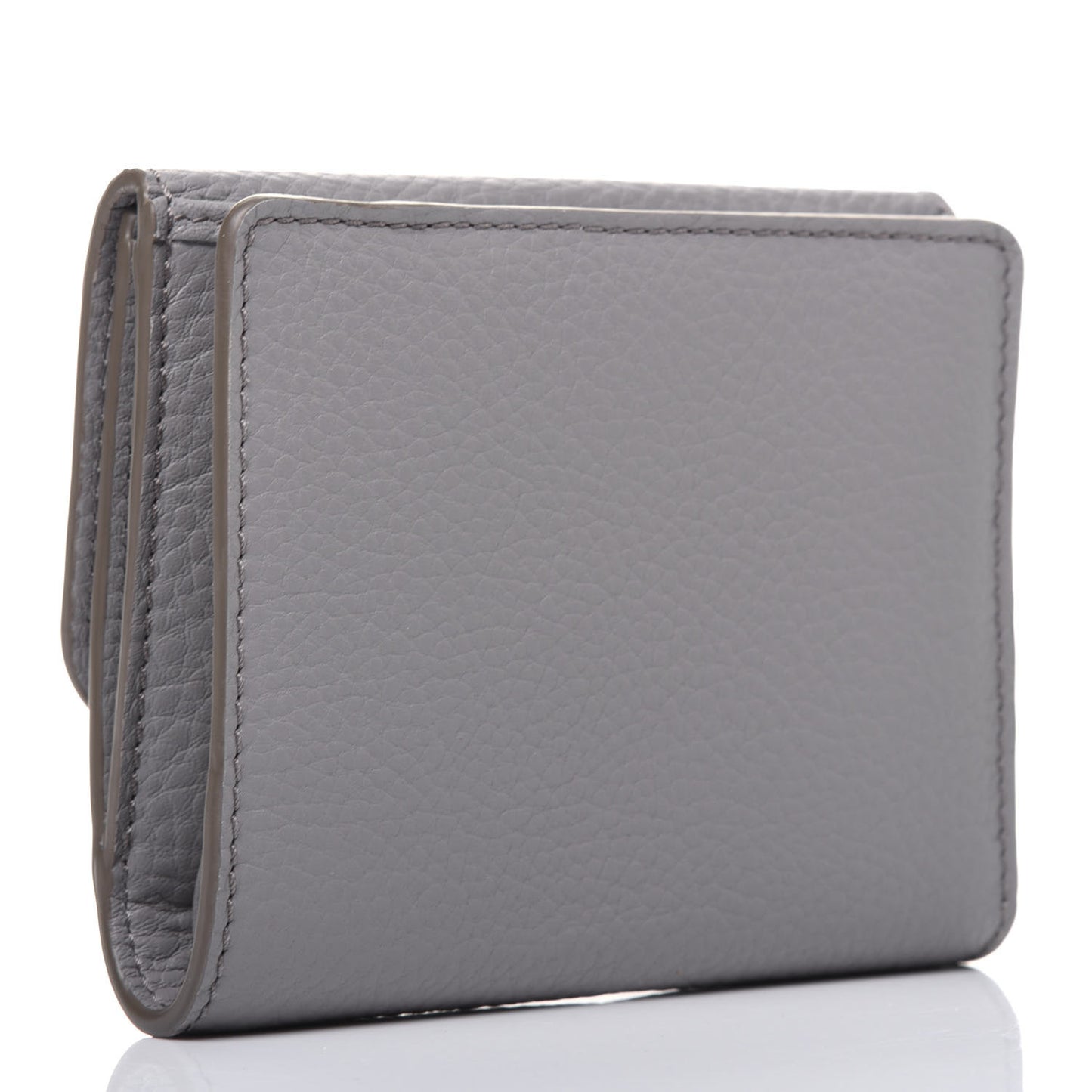 Grained Calfskin Marcie Square Wallet Cashmere Grey
