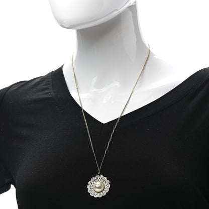 Chanel Pearl CC Round Drop Necklace Light Gold 2 of 6