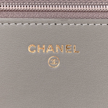 Chanel Caviar Quilted Boy Wallet On Chain WOC Grey 6 of 10