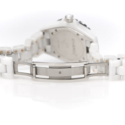 Chanel Stainless Steel Ceramic Diamond 33mm J12 Quartz Watch White 7 of 8