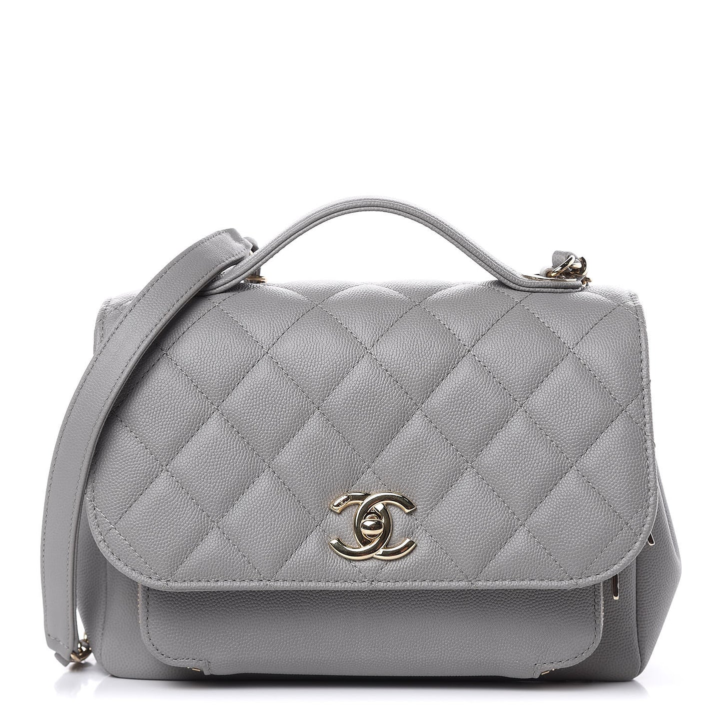 Caviar Quilted Medium Business Affinity Flap Grey