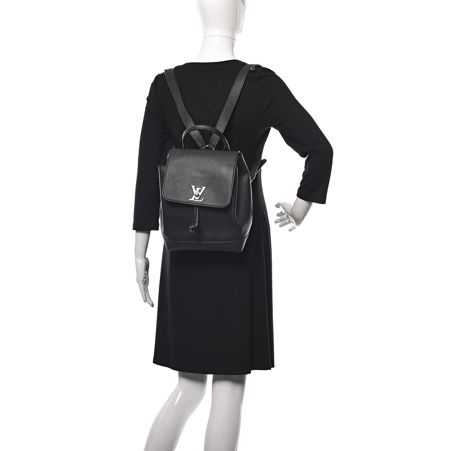 Louis Vuitton Calfskin Lockme Backpack Black 2 of 10