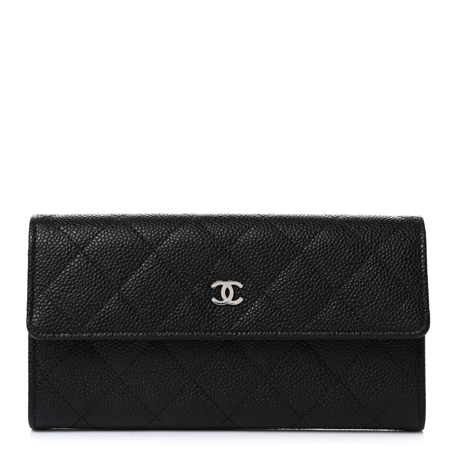 Chanel Caviar Quilted Large Gusset Flap Wallet Black 1 of 9