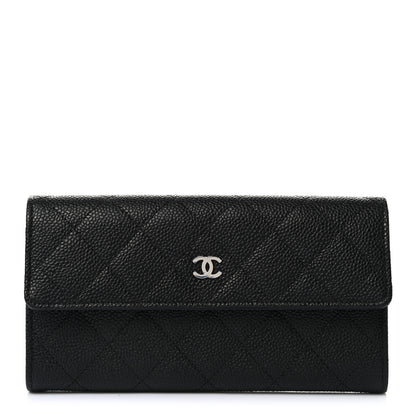 Chanel Caviar Quilted Large Gusset Flap Wallet Black 1 of 9