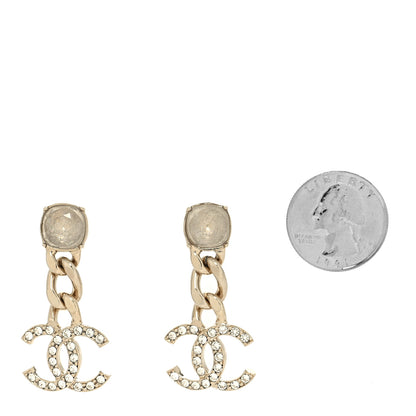 Chanel Glass Crystal CC Chain Drop Earrings Gold 2 of 4