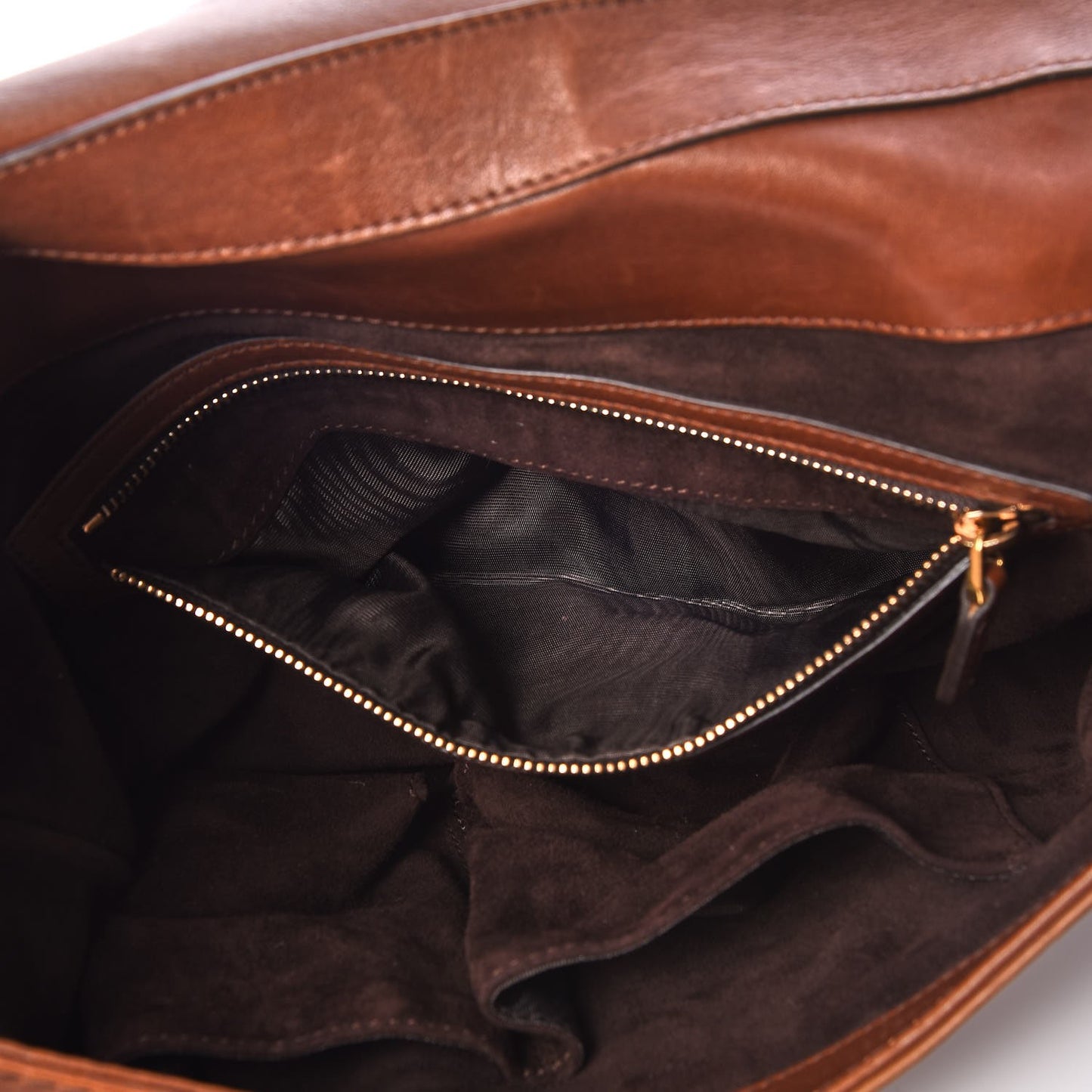 Calfskin Handmade Medium Flap Shoulder Bag Brown