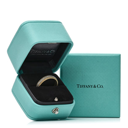 Tiffany 18K Yellow Gold Platinum Diamond Schlumberger Rope Two-Row Ring 6 of 6