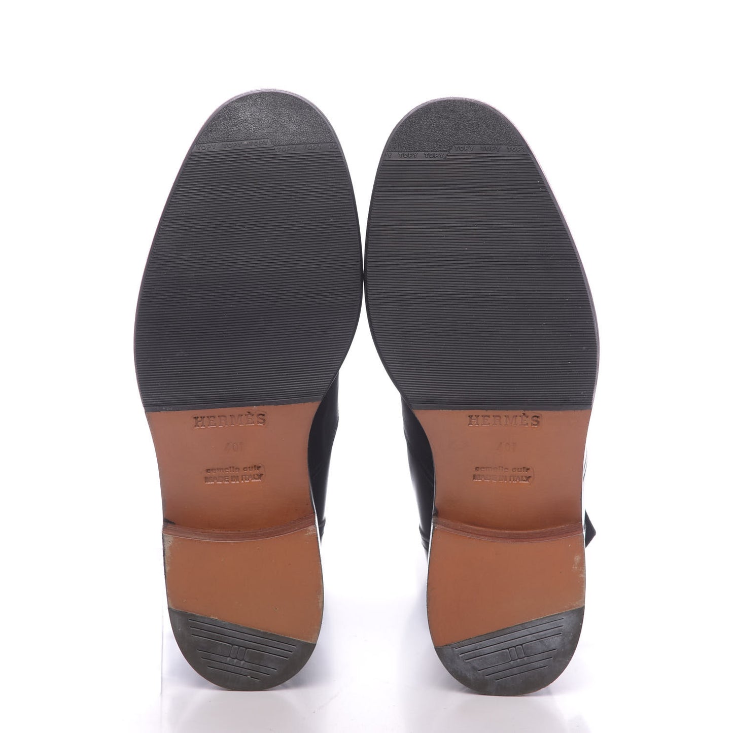 Box Calfskin Equestrian Land Boots 40.5 Black