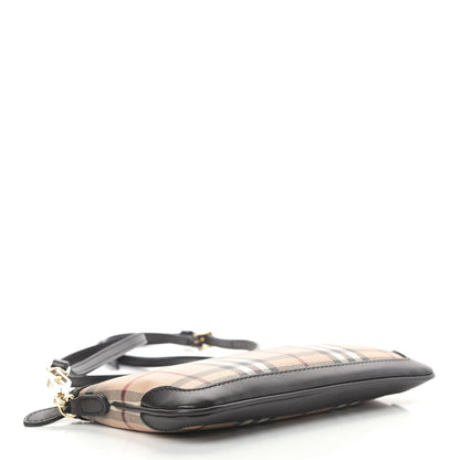 Burberry Haymarket Check Small Peyton Crossbody Clutch Bag Black 4 of 9