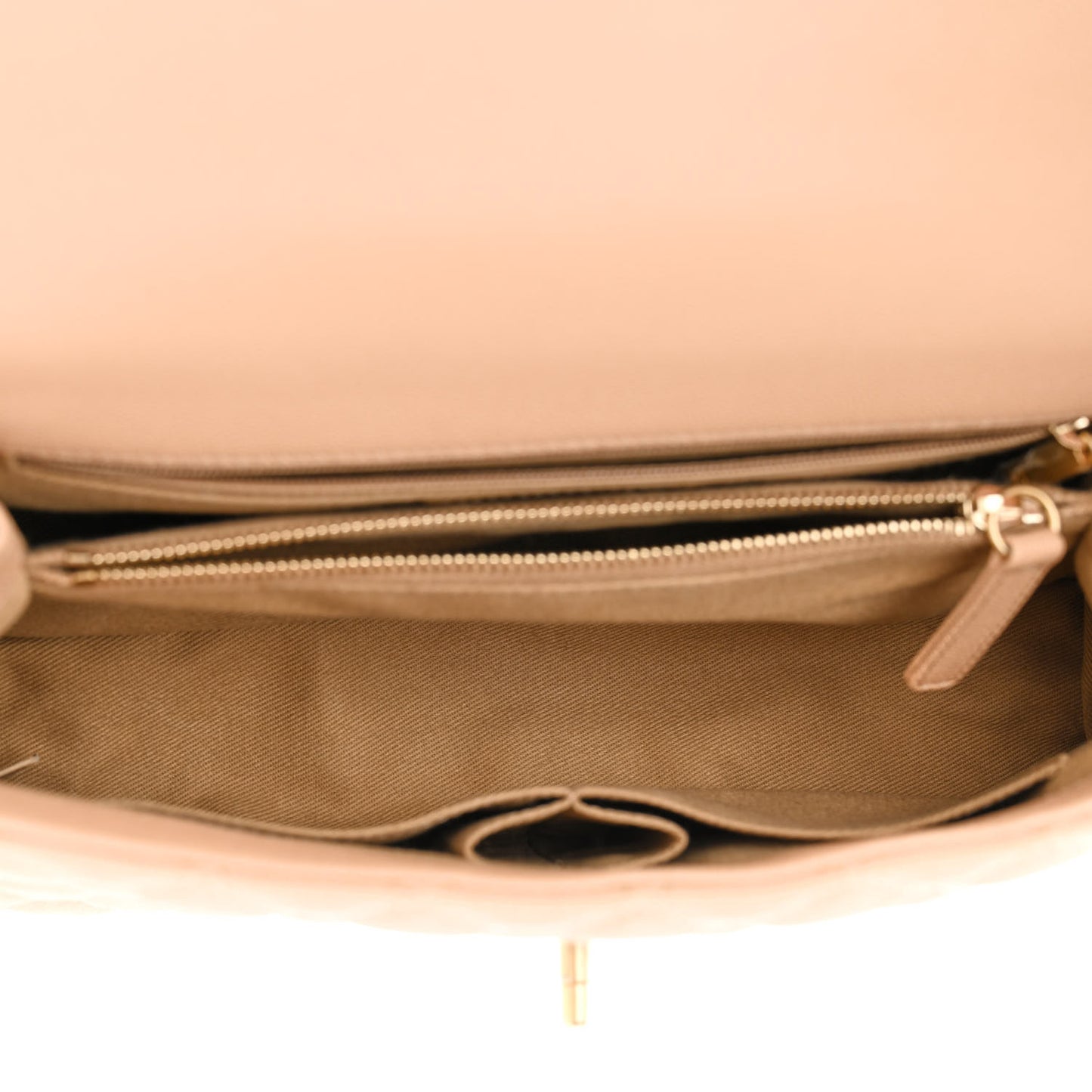 Caviar Lizard Embossed Quilted Small Coco Handle Flap Beige