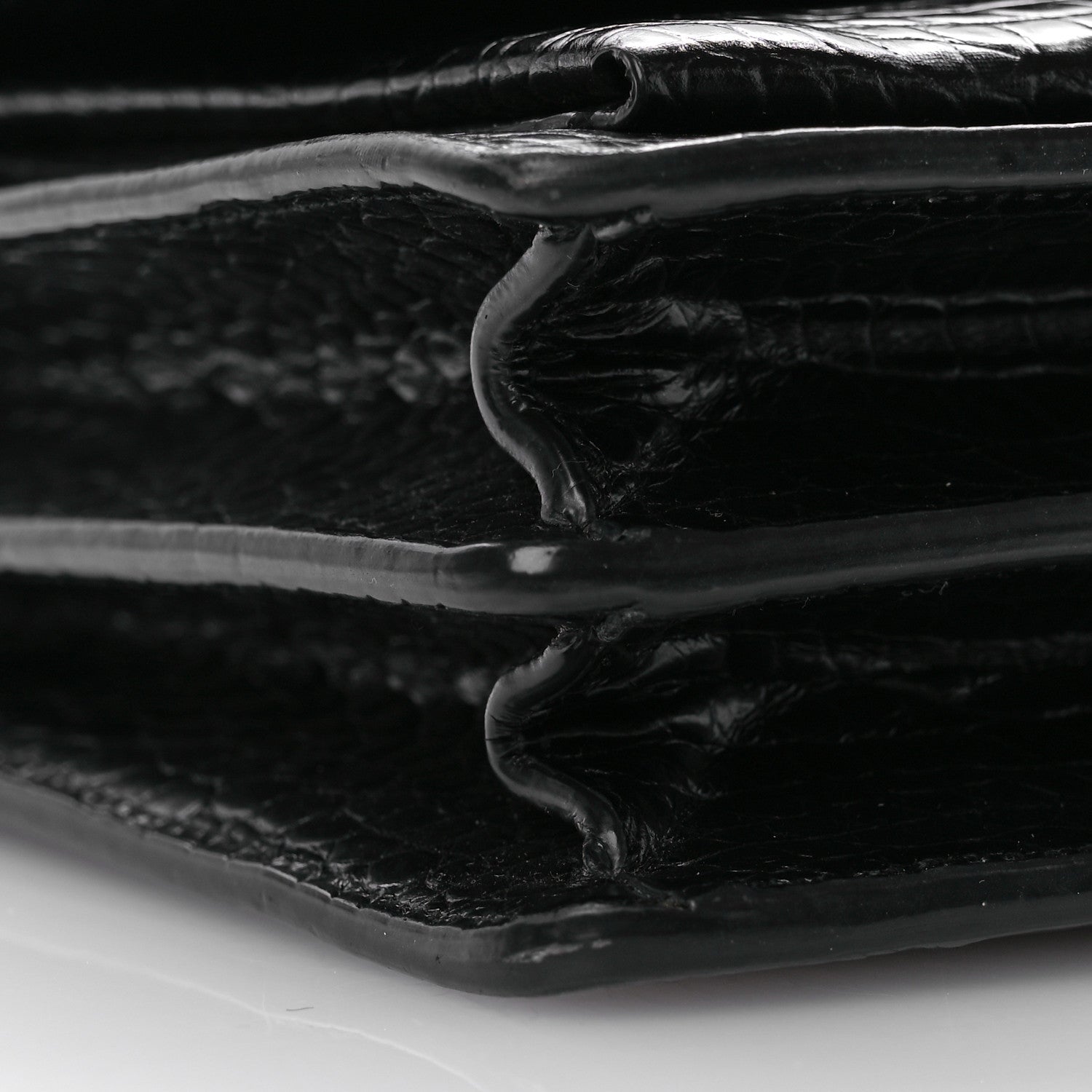 Saint Laurent Calfskin Crocodile Embossed Medium Monogram Sunset Black 9 of 10