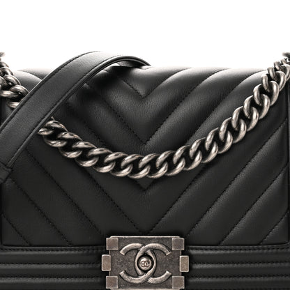 Chanel Lambskin Chevron Quilted Medium Boy Flap Black 9 of 11