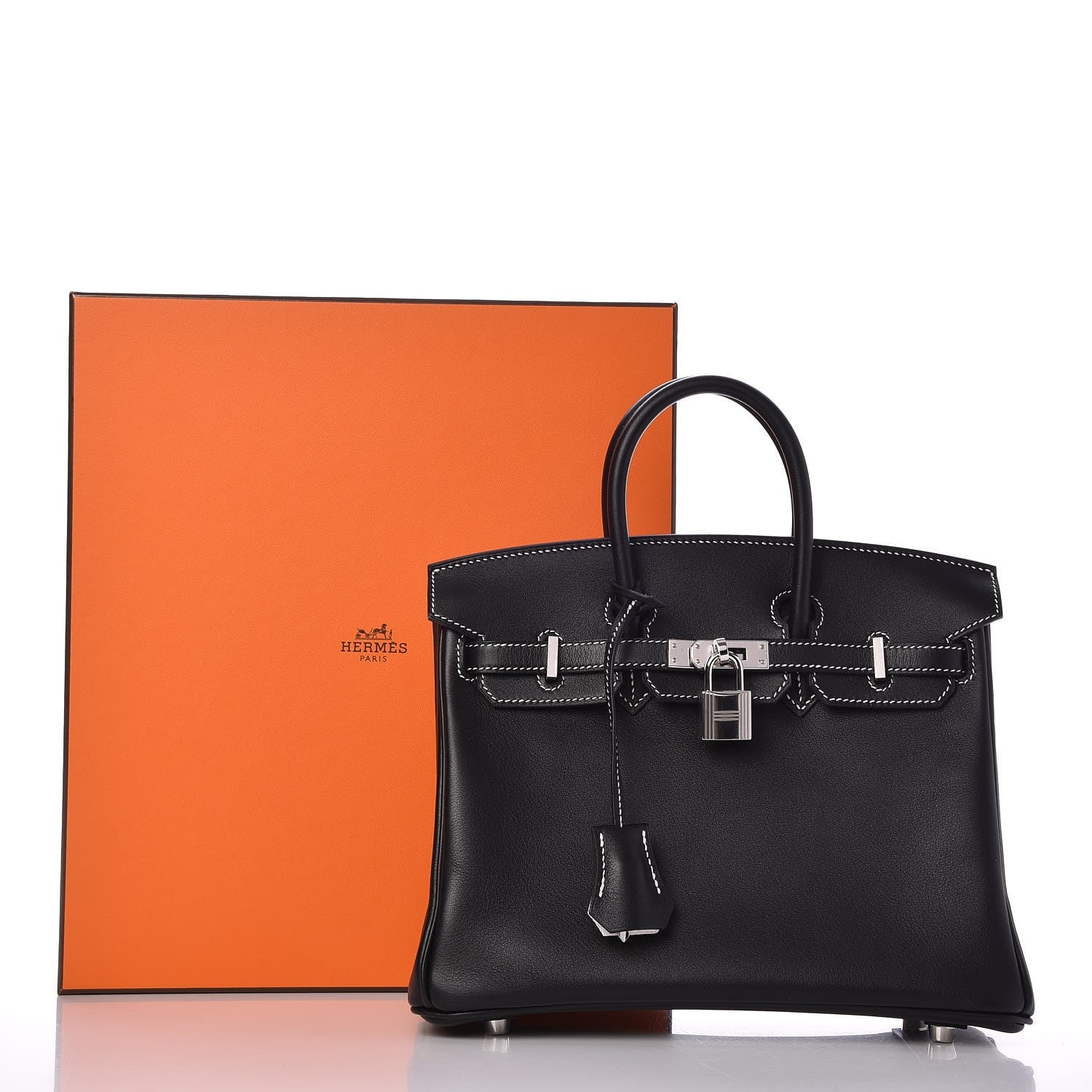 Hermes Swift Horseshoe Birkin 25 Black White 35 of 35