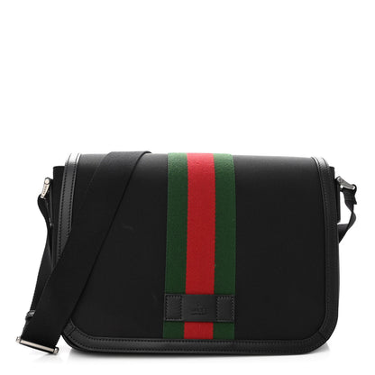 Gucci Techno Canvas Web Flap Messenger Bag Black 1 of 9