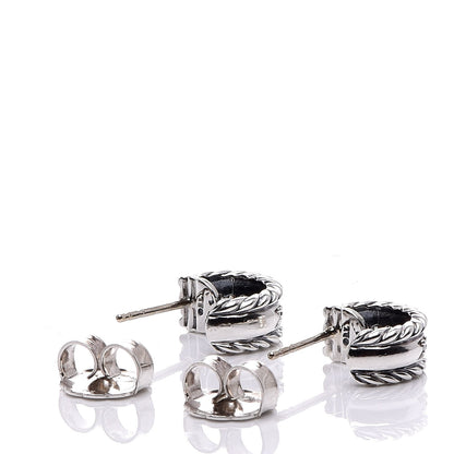 David Yurman Sterling Silver Diamond 12mm Cable Hoop Earrings 3 of 4