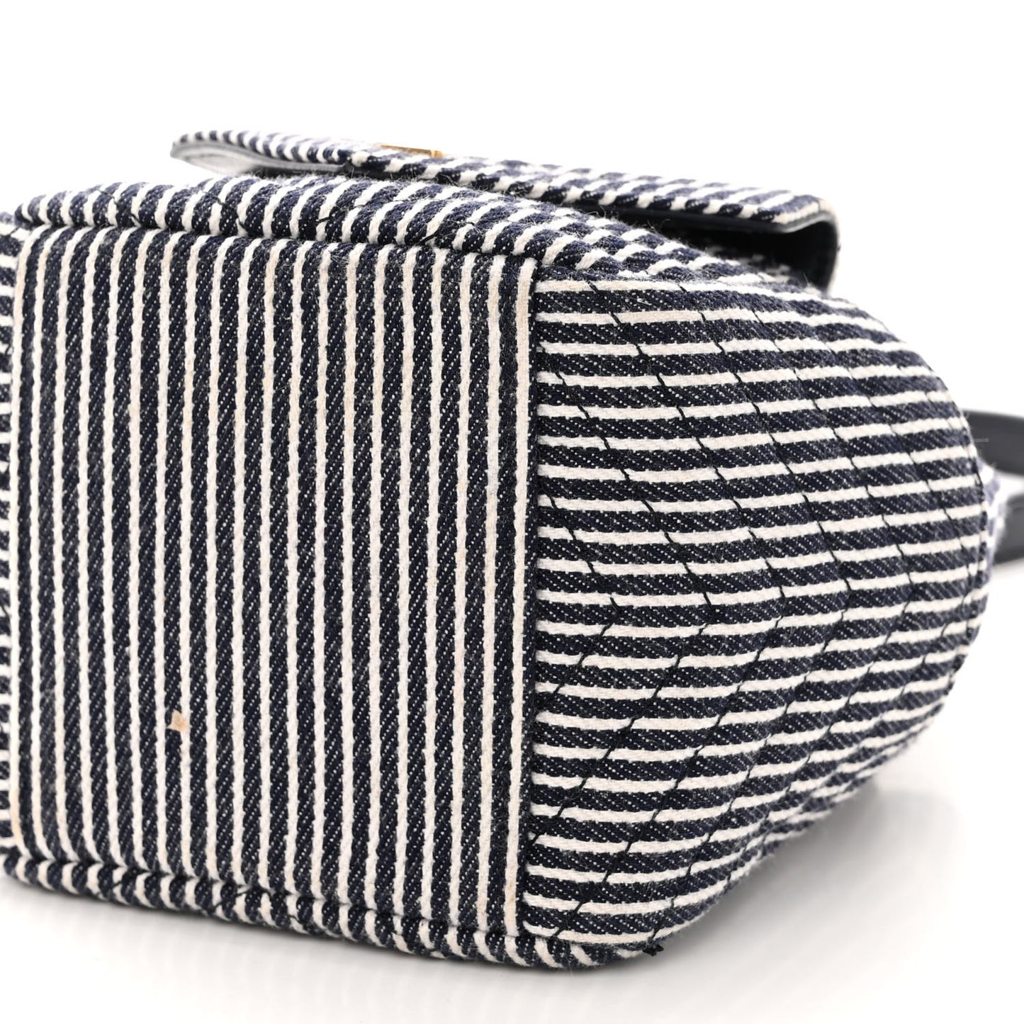 Canvas Striped Nano Joe Bucket Bag Deep Marine Cream