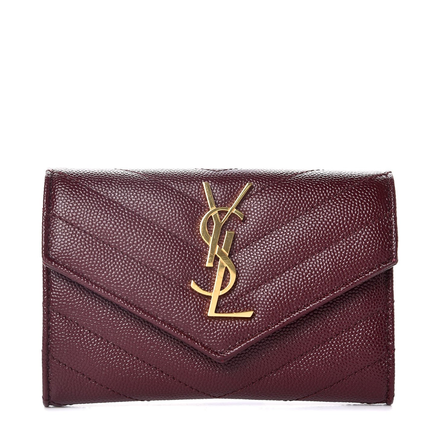 Grain De Poudre Matelasse Chevron Small Monogram Envelope Wallet Bordeaux