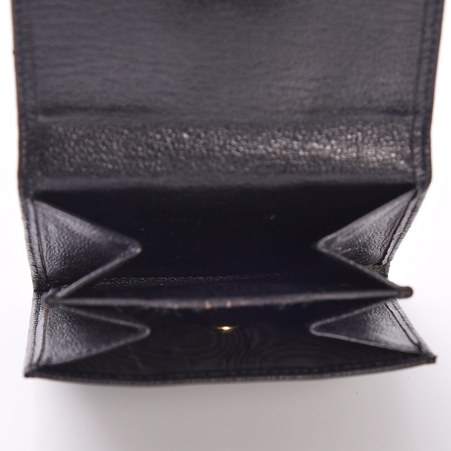 Goatskin Compact CC Flap Wallet Black
