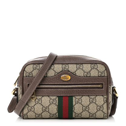 Gucci GG Supreme Monogram Web Mini Ophidia Shoulder Bag Brown 1 of 10