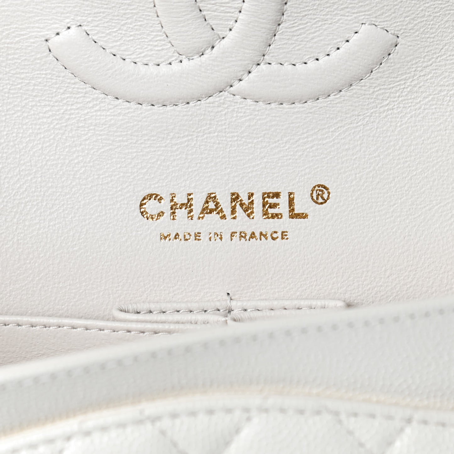 Caviar Quilted Medium Double Flap White