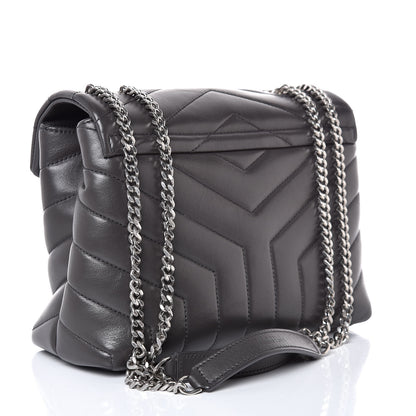 Saint Laurent Calfskin Y Quilted Monogram Small Loulou Chain Satchel Asphalt 3 of 8