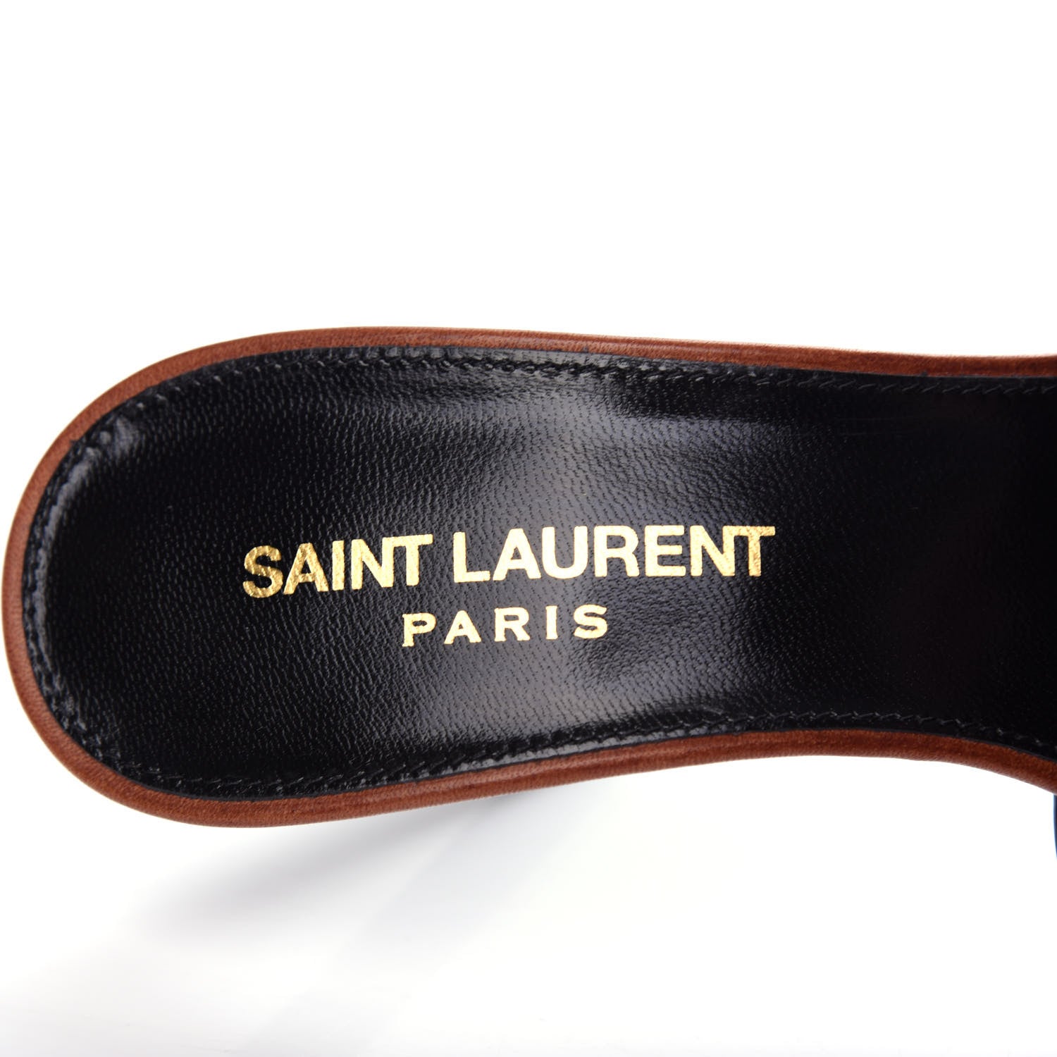 Saint Laurent Calfskin Tribute 85 Slide Sandals 35.5 Amber 8 of 11